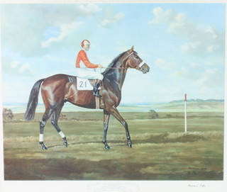 Madeline Selfe, print, "Parthian by Persian Gulf-Lightning, Winner of the Derby 1959" signed in pencil 21 1/2" x 26" 