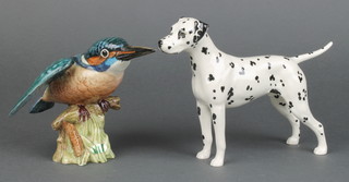 A Beswick figure of a standing Dalmatian - Arnoldene 8 1/2", a ditto of a kingfisher 4" 