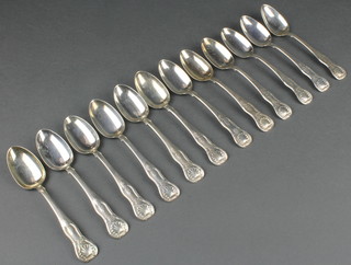 A set of 12 Victorian silver Kings pattern teaspoons, Edinburgh 1841, 264 grams 