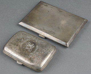 An Art Deco silver rectangular cigarette case, London 1927, an Edwardian chased ditto 