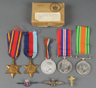 World War Two medal group to K S Jennings 1939-45 Burma stars, British War medal and Defence, minor badges and posting box 