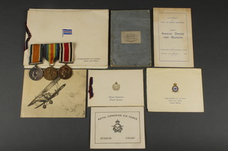 A group 264994 DVR.E.G. Riggs.R.A comprising World War One pair and Special Constabulary medal together with a quantity of RAF ephemera including menu 