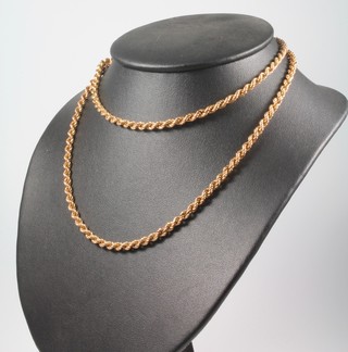 A 9ct gold rope twist necklace, 31", 16 grams
