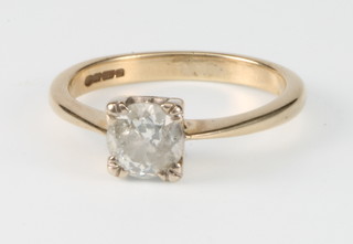 A 9ct gold single stone brilliant cut diamond ring, approx. 0.4ct, size J 