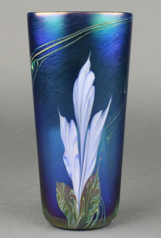 An Okra Studio Glass Guild Piece limited edition tapered flattened vase Rondelle designed by Richard P Golding 9", boxed 