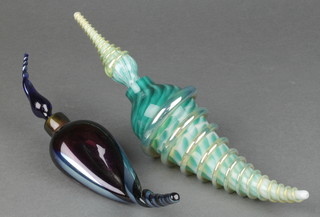 2 Okra Studio Glass scents in the form of cornucopia by Richard P Golding 11" and 10 1/2"
