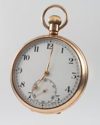 A 9ct gold mechanical pocket watch with seconds at 6 o'clock 