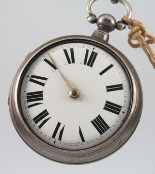 A silver pair cased pocket watch with a ditto Albert 