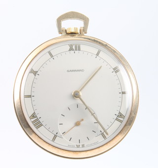 A gentleman's 9ct yellow gold dress pocket watch with seconds at 6 o'clock, the dial inscribed Garrards 