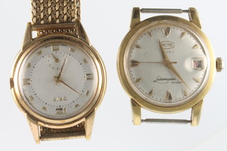 A gentleman's gilt cased Oris wristwatch with seconds at 6 o'clock on a gilt bracelet, an Octo ditto (lacking bracelet)