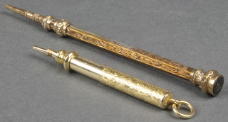 2 Edwardian silver gilt Mordan & Co propelling pencils 