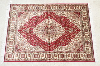 A contemporary red ground Belgian Kurman style cotton rug 73" x 56" 
