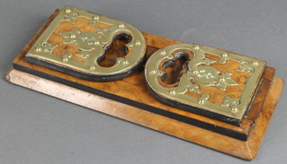 Hopkins, a pair of Victorian figured walnut and brass mounted expanding bookends 6 1/2"h x 13"w x 6"d ,