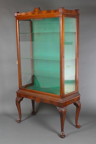 An Edwardian Georgian style mahogany display cabinet, fitted shelves, raised on cabriole supports 71"h x 34"w x 16"d 