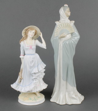 A Royal Worcester figure - Summer no.2866/7500 10" and a Nao figure of a lady holding a fan 12" 