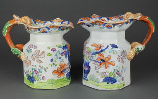 Two Victorian Masons Ironstone jugs with dragon handles 7 1/2"