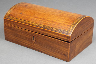 A 19th Century domed top mahogany trinket box 8"