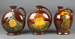 A Royal Doulton Dewars Whisky Flagon Falstaff 7 1/2" a ditto The Watchman 7" and The jovial monk 7"