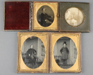 Three early black and white portrait photographs of seated gentleman and 1 other black and white photograph of a gentleman