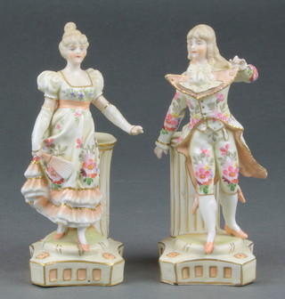 A pair of 19th Century German porcelain figures of a lady and gentleman 5 1/2"
