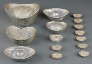 A collection of 15 various Chinese "Tael" weights 