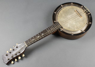 A 5 stringed banjo, marked Walliostro Zither Mandoline RD 350604