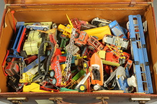 A Corgi Major International Major 6 x 6 Chipperfield Circus truck (play worn) together with other Corgi toy cars contained in a suitcase