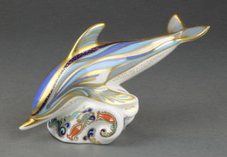 A Royal Crown Derby dolphin paperweight 6 1/2"