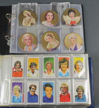 Cigarette cards, British American Tobacco Ltd Gordon Beauties series 5 1938 and Rothman's Beauties of Cinema 1936, an album of The Sun trade cards and score cards 1979