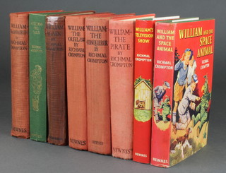 Reginald Crompton first edition "Williams Television Show" with dust jacket, do. "William and The Space Animal" with dust jacket, do. "William The Bold", "William IV" no jacket covers and other William books 