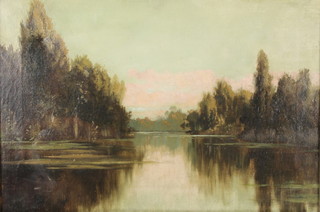 Early 20th century,oils, on canvas, a pair, rural river landscapes 12.5" x 18" 