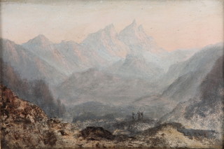 19th Century oil on panel,  Afghanistan Hindu Kush mountain range, unsigned 6" x 9" 