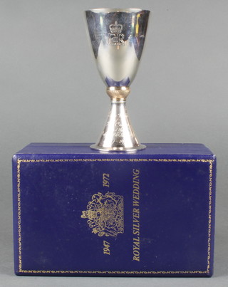 A 1972 Commemorative Silver Wedding goblet, London 1972, boxed 196g