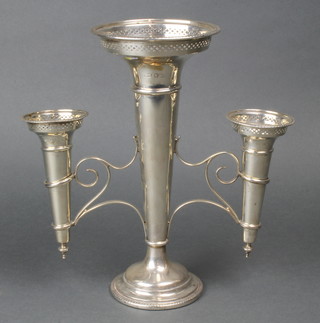 A silver three section trumpet epergne, Sheffield 1921 9"h