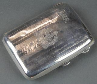 An engine turned silver cigarette case Chester 1928. 44g