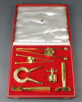 An Aspreys cased plated 6 piece bar set
