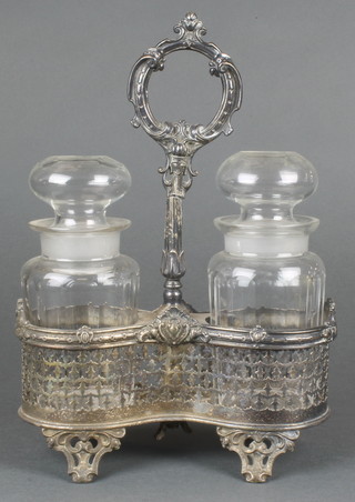 A silver plated two section pickle jar set