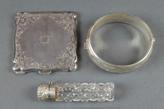 A silver mounted scent 3" a compact and a bangle