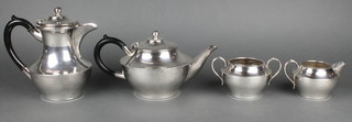 A silver plated 4 piece tea and coffee set with ebony mounts 