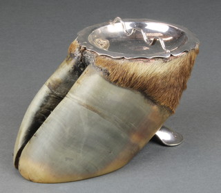 An Edwardian silver mounted hoof ash tray London 1909 6"