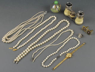 A cultured pearl necklace and minor jewellery