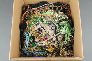 A quantity of bead necklaces and minor costume jewellery