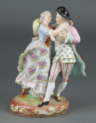 A 19th Century German porcelain group of a courting couple 9"