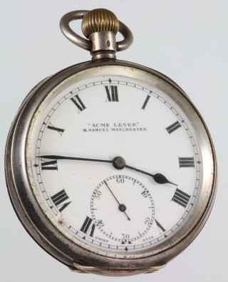 A silver key wind hunter pocket watch with seconds at 6 o'clock, a mechanical ditto and a plated pocket watch