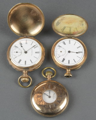 A gentlemans gilt cased hunter pocket watch the dial inscribed AWW and Co Waltham Mass with seconds at 6 o'clock One other and a half hunter ditto