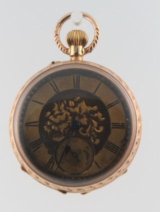 A lady's Edwardian 12ct gold fob watch with champagne dial