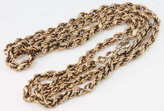 A 9ct yellow gold rope twist necklace, 10 grams 