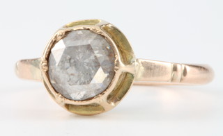 A yellow gold single stone diamond ring, approx. 1.0ct, size I