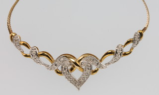A 9ct yellow gold diamond necklace 4.7gr