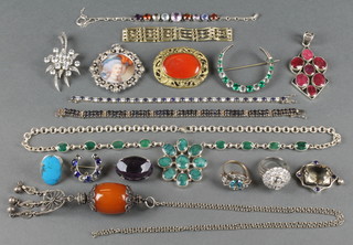 A quantity of silver and paste jewellery